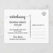 Coeur rose | Faire-part de naissance de calligraph (Dos)