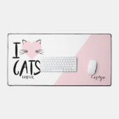 Coeur rose J'aime Chats pour toujours Personnalisé (Clavier et souris)