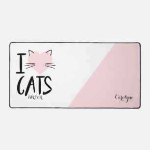 Coeur rose J'aime Chats pour toujours Personnalisé