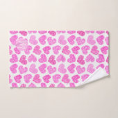 Coeur rose mignon Doodled Saint Valentin Monogramm (Serviette à main)