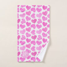 Coeur rose mignon Doodled Saint Valentin Monogramm