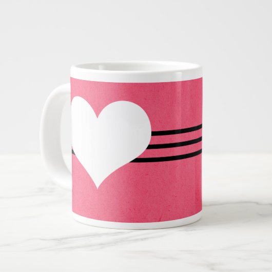 Coeur rose moderne Jumbo Mug (Devant gauche)