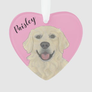 Coeur rose personnalisé Anglais Golden Retriever