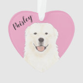 Coeur rose personnalisé Chien des Pyrénées (dos)