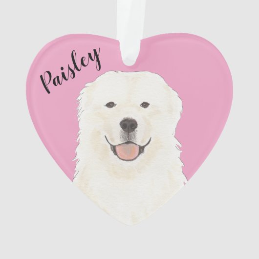 Coeur rose personnalisé Chien des Pyrénées (dos)