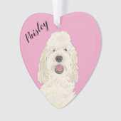 Coeur rose personnalisé Crème blanche Doodle doré (devant)