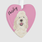 Coeur rose personnalisé Crème blanche Doodle doré (devant)