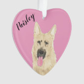 Coeur rose personnalisé noir et tan allemand Shep (devant)