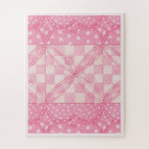 COEUR ROSE QUILT 16x20 Gros Pièces Puzzle / Rose