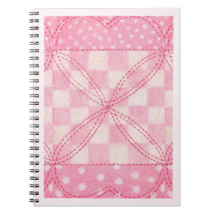 COEUR ROSE QUILT 6,5x8,75 Carnet spiral / Rose