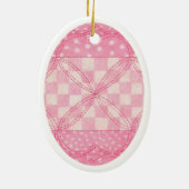 COEUR ROSE QUILT Céramique Oval Ornement (Dos)