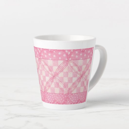 COEUR ROSE QUILT Latte Mug (Angle droit)
