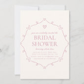Coeur rose Simple Nuptiale Douche Invitation (Devant)