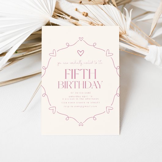 Coeur rose Simple Nuptiale Douche Invitation