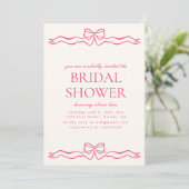 Coeur rose Simple Nuptiale Douche Invitation (Debout devant)