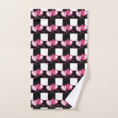 Coeur rose tendance et Motif noir plaid Tow (Serviette à main)