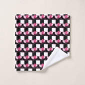 Coeur rose tendance et Motif noir plaid Tow (Gant de toilette)