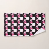 Coeur rose tendance et Motif noir plaid Tow (Serviette à main)