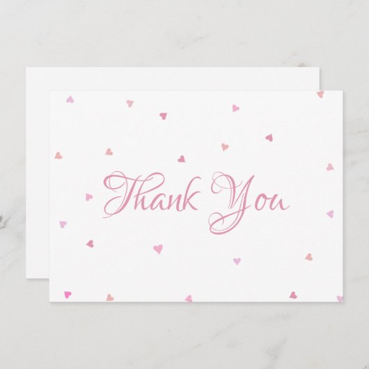 Cœur roses Confetti Script Merci (Devant / Derrière)