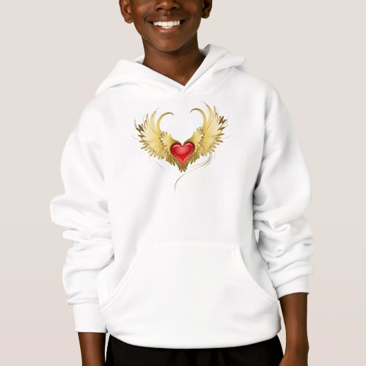 Coeur rouge avec ailes d'or (Devant)