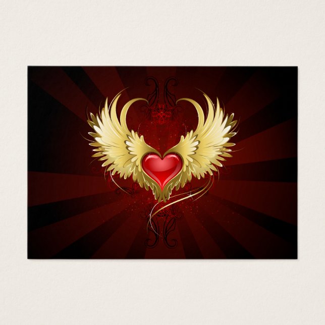Coeur rouge avec ailes d'or (Devant)