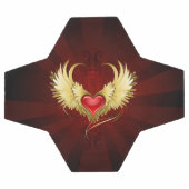 Coeur rouge avec ailes d'or (Plat)