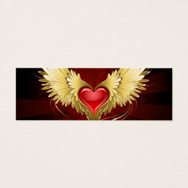 Coeur rouge avec ailes d'or (Devant)