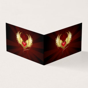 Coeur rouge avec ailes d'or
