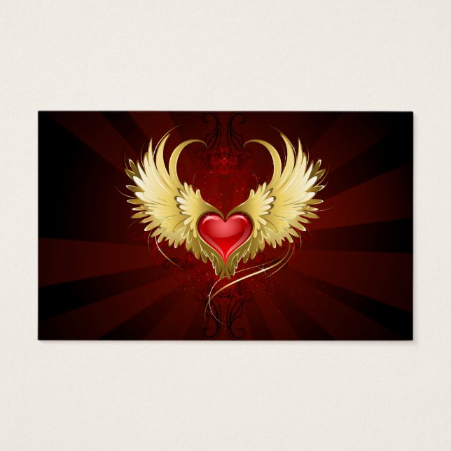 Coeur rouge avec ailes d'or (Devant)