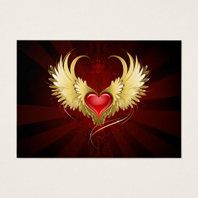 Coeur rouge avec ailes d'or (Devant)