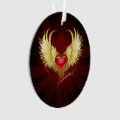 Coeur rouge avec ailes d'or (devant)