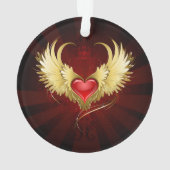 Coeur rouge avec ailes d'or (dos)