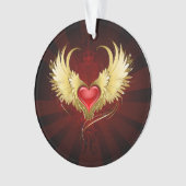 Coeur rouge avec ailes d'or (devant)