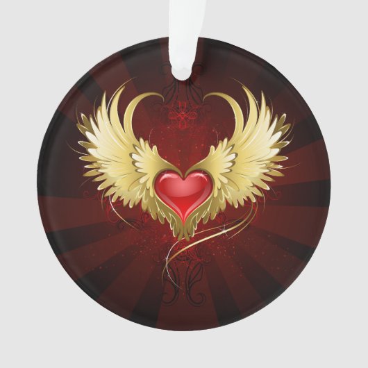 Coeur rouge avec ailes d'or (devant)