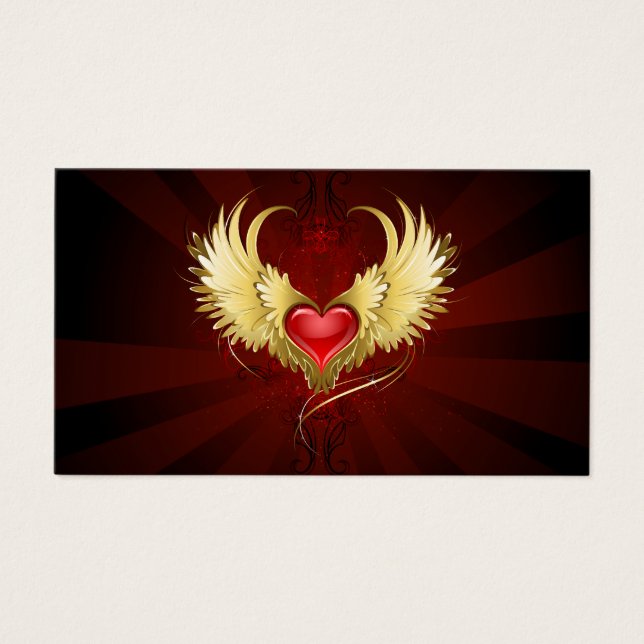Coeur rouge avec ailes d'or (Devant)