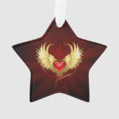 Coeur rouge avec ailes d'or (dos)
