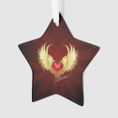 Coeur rouge avec ailes d'or (devant)
