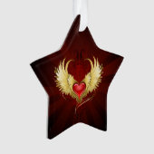 Coeur rouge avec ailes d'or (devant)