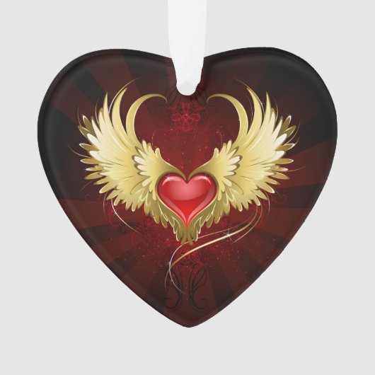 Coeur rouge avec ailes d'or (devant)