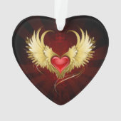 Coeur rouge avec ailes d'or (dos)