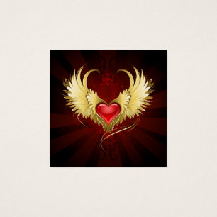 Coeur rouge avec ailes d'or