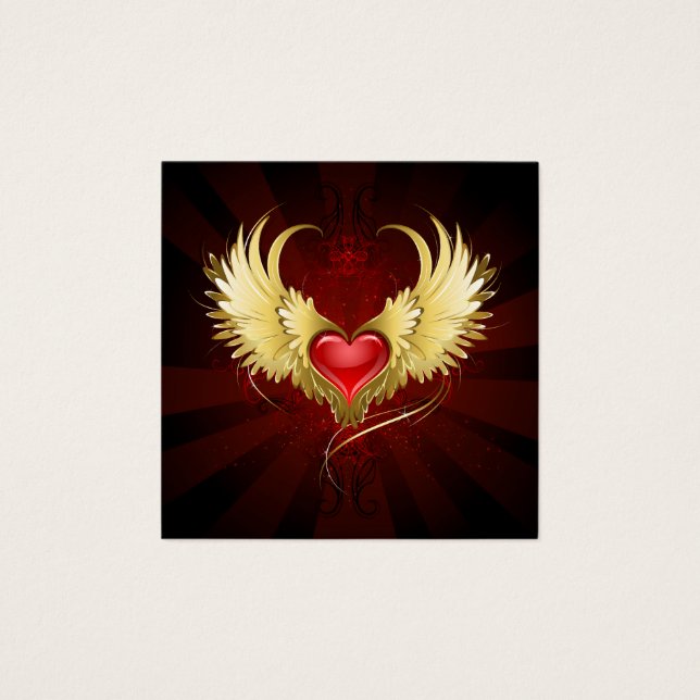 Coeur rouge avec ailes d'or (Devant)