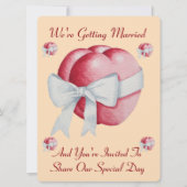 coeur rouge avec arc blanc pour invitation mariage (Devant)