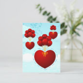 Coeur rouge avec ballons, carte postale (Debout devant)