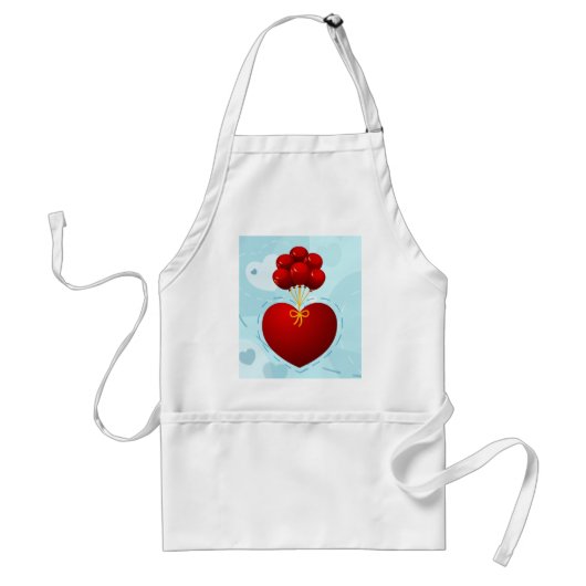 Coeur rouge avec ballons, tablier (Devant)