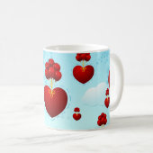 Coeur rouge avec ballons, tasse (Devant droit)