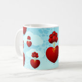 Coeur rouge avec ballons, tasse (Devant gauche)