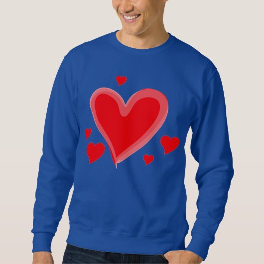 coeur rouge bleu valentines jour sweatshirt (Devant)