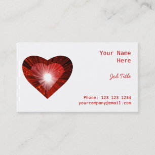 Coeur rouge "coeur" côté carte de visite rouge