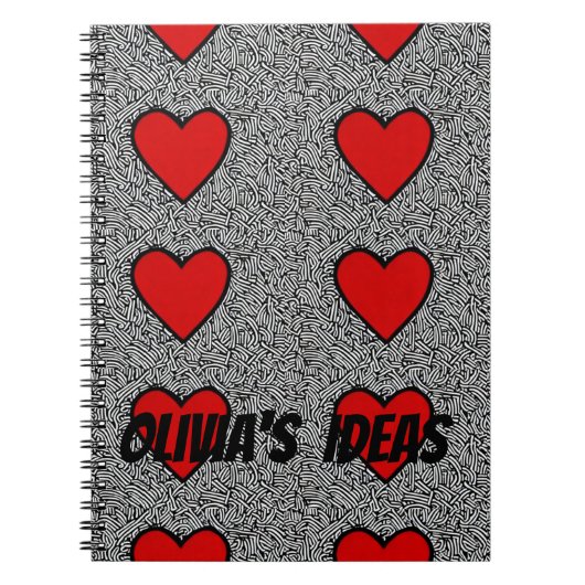 coeur rouge doodé carnet cadeau (Devant)